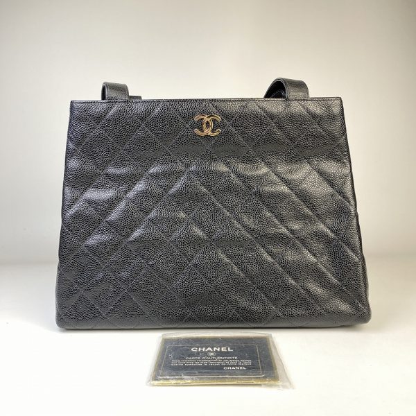 a 1645012 Chanel Cocomark Caviar Skin Tote Bag Black