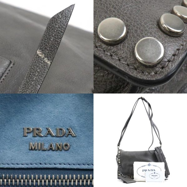 a0200 10 c Prada Shoulder Leather Bag Gray