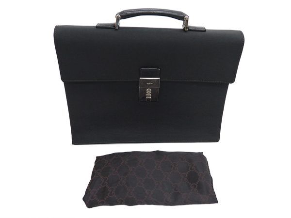 a1002096 10 Gucci Business Bag Briefcase Nylon Leather Black