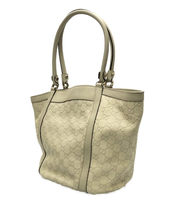 a182878018 2 Gucci Leather Tote Bag GG Canvas White