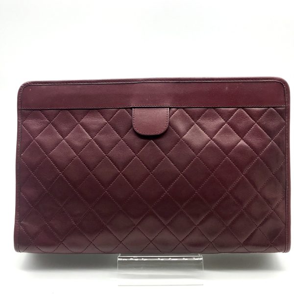 a1848 2 Chanel Matelasse Clutch Bag Bordeaux