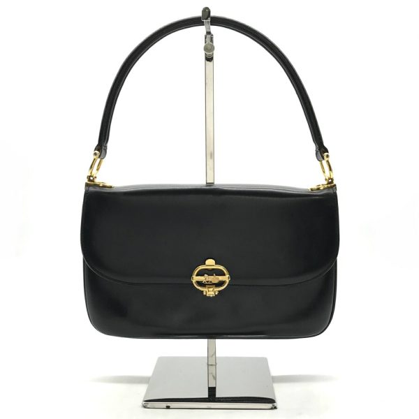 a2287 1 Celine Vintage Leather Hand Bag Black