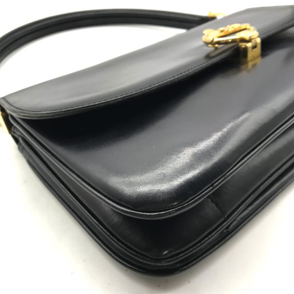 a2287 5 Celine Vintage Leather Hand Bag Black