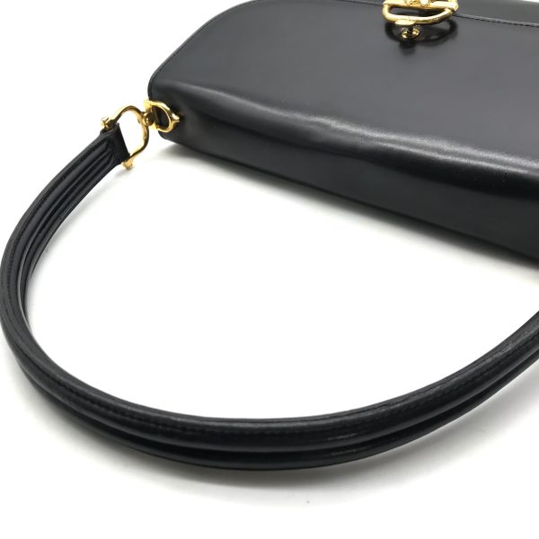 a2287 6 Celine Vintage Leather Hand Bag Black