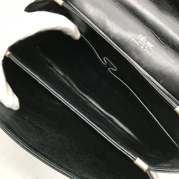 a2287 8 Celine Vintage Leather Hand Bag Black