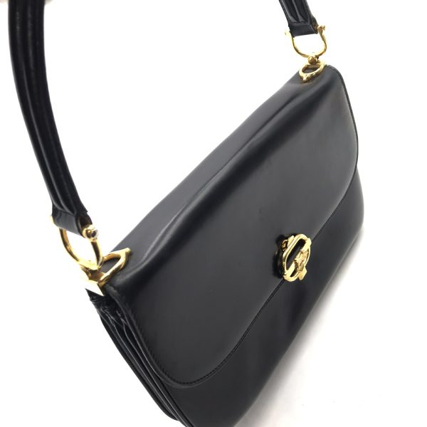 a2287 9 Celine Vintage Leather Hand Bag Black