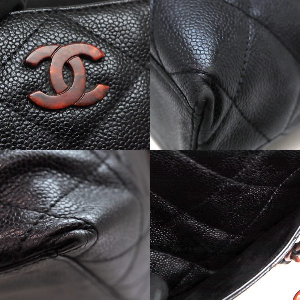 a23 10654 6 Chanel Plastic Chain Leather Tote Bag Black