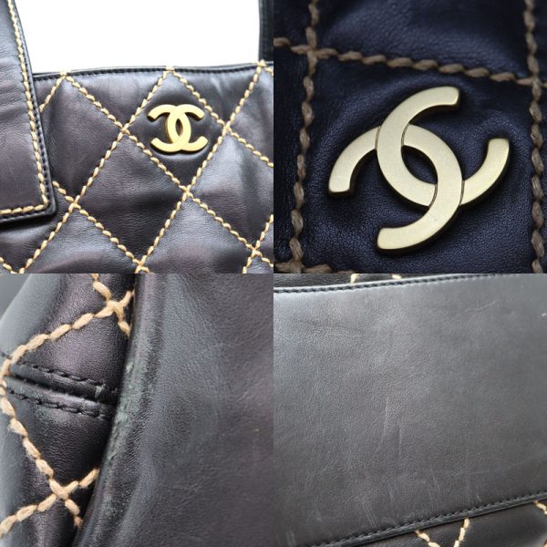 a23 3288 7 Chanel Wild Stitch Tote Bag Black