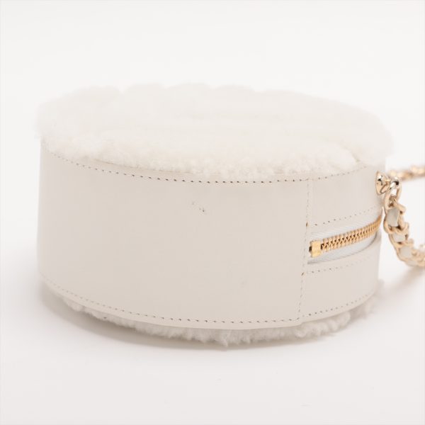 a2849931 2 Chanel V Stitch Fur Chain Shoulder Bag White Gold