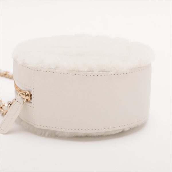 a2849931 3 Chanel V Stitch Fur Chain Shoulder Bag White Gold