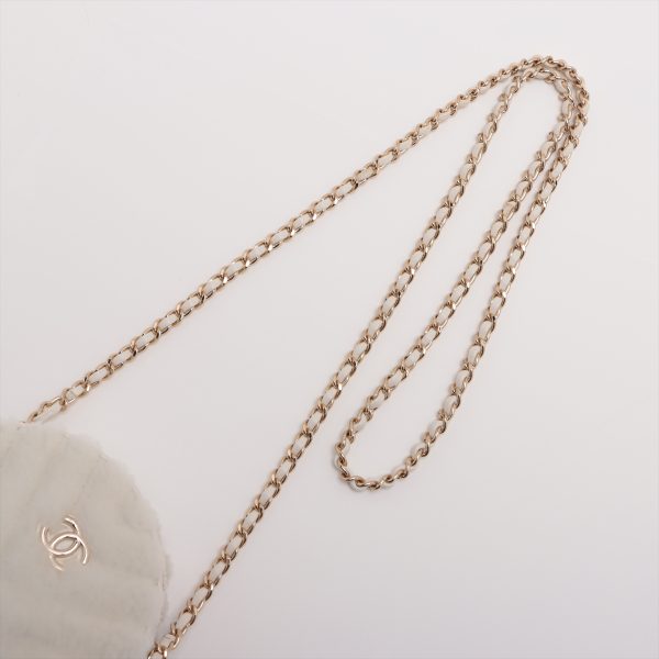 a2849931 4 Chanel V Stitch Fur Chain Shoulder Bag White Gold