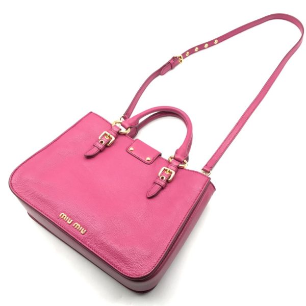 a2870 2 Miu Miu Madras 2WAY Bag Leather Pink