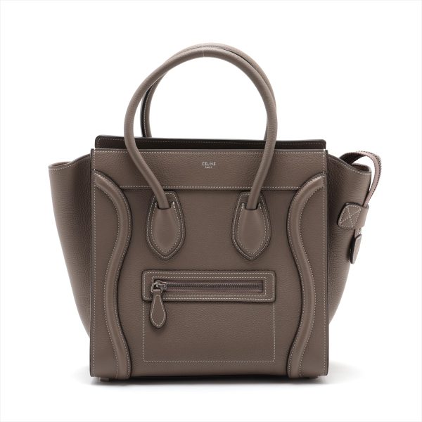 a2924721 0 Celine Luggage Micro Shopper Leather Greige