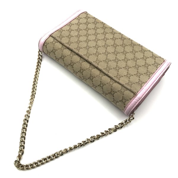 a2932 2 Celine Logo Metal Fittings Wallet Pink