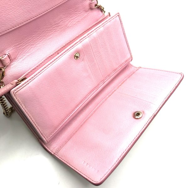 a2932 7 Celine Logo Metal Fittings Wallet Pink