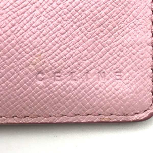 a2932 9 Celine Logo Metal Fittings Wallet Pink