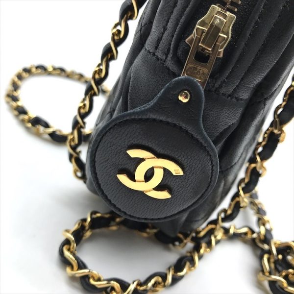 a3894 10 Chanel Cocomark Matelasse Lambskin Chain Shoulder Bag Black