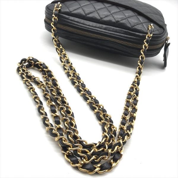 a3894 6 Chanel Cocomark Matelasse Lambskin Chain Shoulder Bag Black