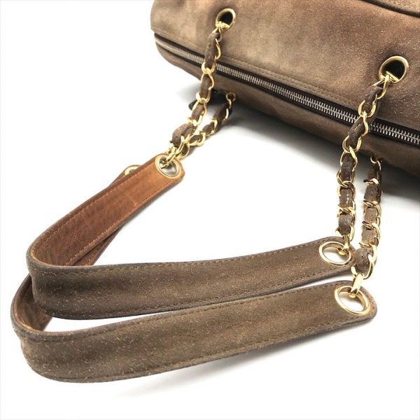 a3965 6 Chanel Cocomark Suede Chain Tote Brown