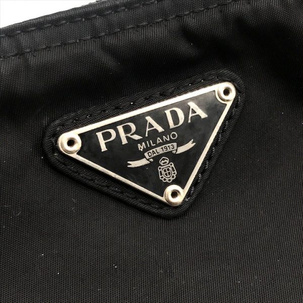 a4094 10 Prada Triangle Logo Tesuto Body Shoulder Bag Black