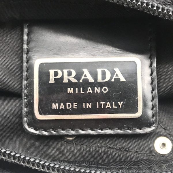 a4094 8 Prada Triangle Logo Tesuto Body Shoulder Bag Black