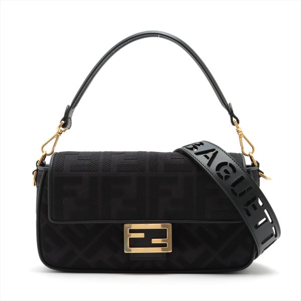 ap046777 0 Fendi Zucca Mamma Leather Shoulder Bag Black