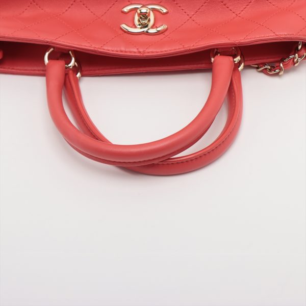 ap050963 4 Chanel Matelasse Lambskin 2Way Handbag Red Gold