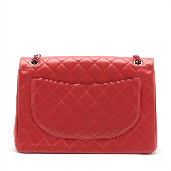 ap055020 1 Chanel Big Matelasse Lambskin Double Flap Double Chain Red Silver