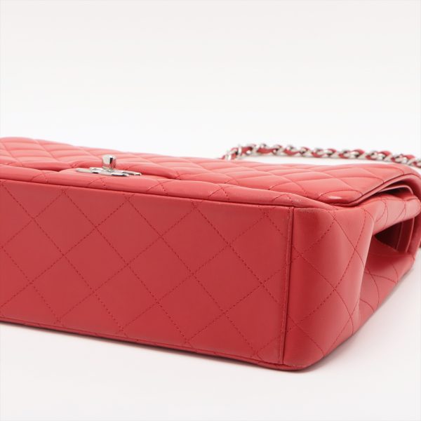 ap055020 2 Chanel Big Matelasse Lambskin Double Flap Double Chain Red Silver