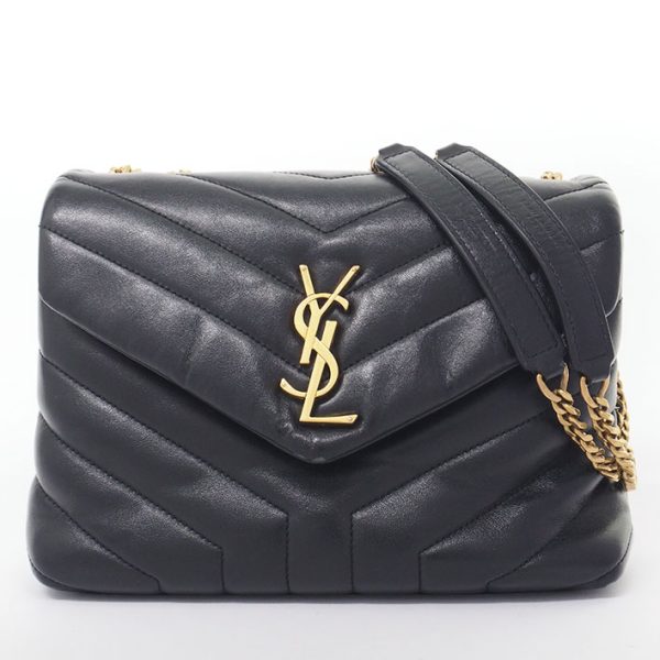 bag 19394 1 Saint Laurent YSL Logo Lulu Y Shaped Quilted Chain Shoulder Bag Black