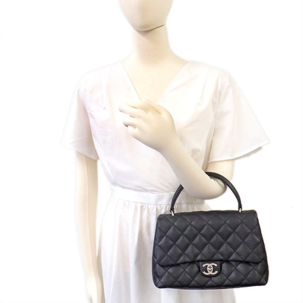 bag 19642 10 Chanel Top Handle Bag Coco Mark CC Hardware Matelasse Silver