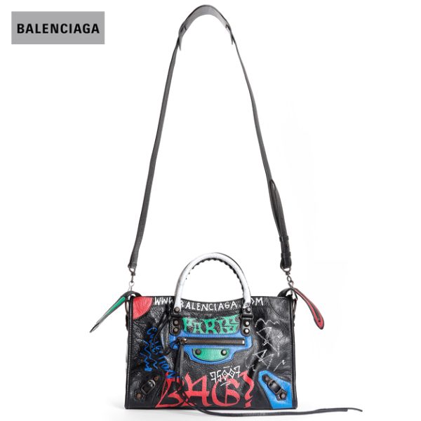 bal item 0070 Balenciaga Graffiti City Bag Small BlackMulticolor