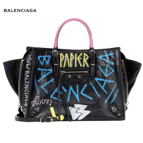 bal item 0096 top Balenciaga Papier A6 Zip Around Shoulder Bag Black