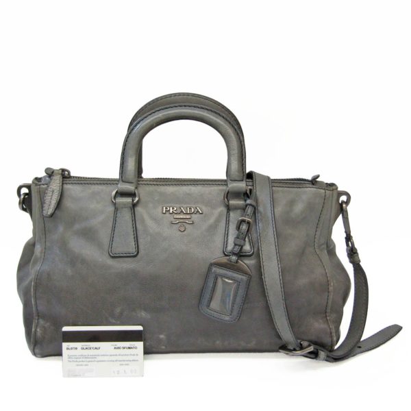 bf564637 19 Prada Leather Handbag Shoulder Bag GrayNavy