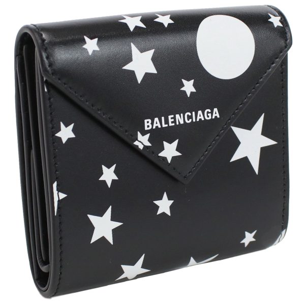 blc637450031 1 Balenciaga Star Print Trifold Wallet Leather Black