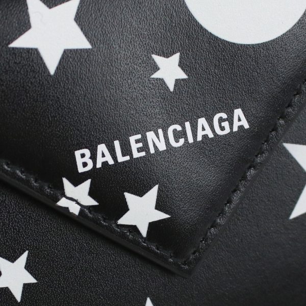 blc637450031 2 Balenciaga Star Print Trifold Wallet Leather Black