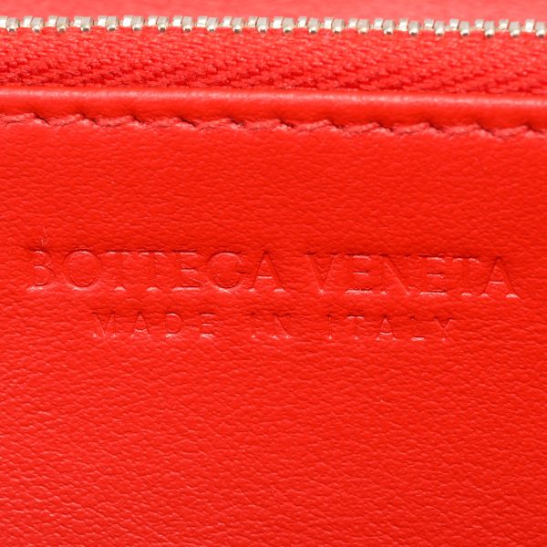 bo593217v0aq18823 8 Bottega Veneta Printed Grid Calf Zip Around Wallet Red