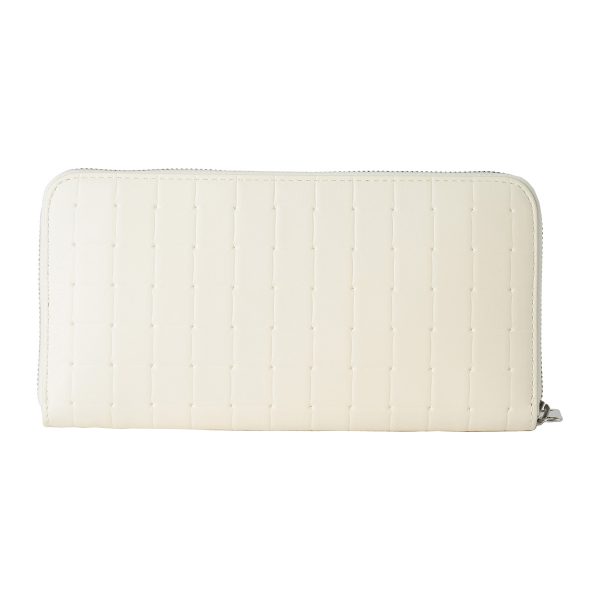 bo593217v0aq19007 2 Bottega Veneta Printed Grid Calf Zip Around Wallet White