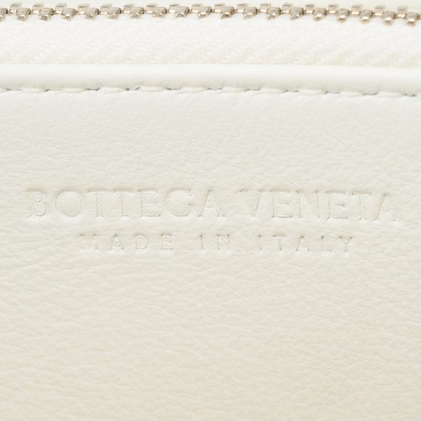 bo593217v0aq19007 8 Bottega Veneta Printed Grid Calf Zip Around Wallet White