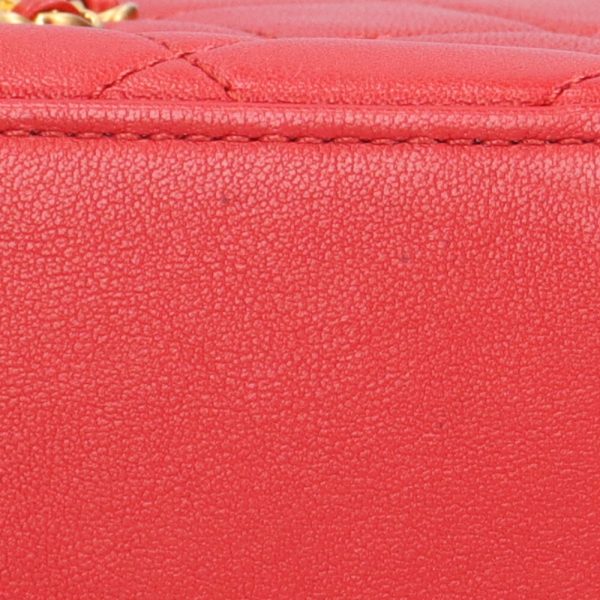 brb10010000009071 8 Chanel Top Handle Flap Bag Matelasse Shoulder Lambskin Red