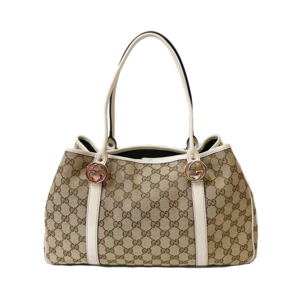 brb36009931 1 Gucci Cute GG Canvas Leather Shoulder Bag Beige