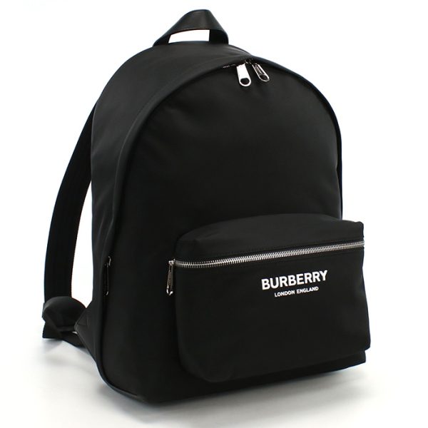 bur8063495011 1 BURBERRY Logo Backpack Leather Black