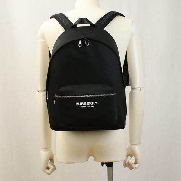 bur8063495011 a BURBERRY Logo Backpack Leather Black