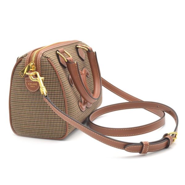 c241100046244 1 Celine Small Boston Cuir Triomphe Houndstooth Pattern