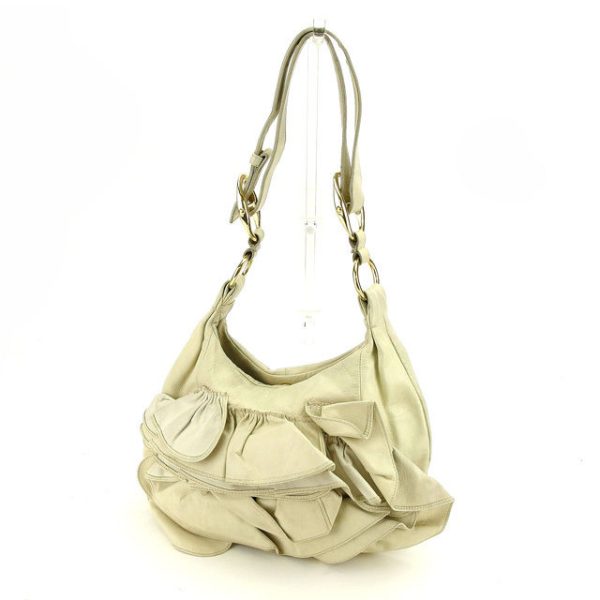 c2480 Yves Saint Laurent Shoulder Bag Leather Beige