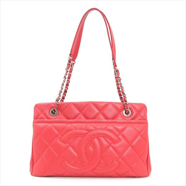 c81 5180 001 Chanel Pink Here Mark Caviar Skin Shoulder Bag Pink