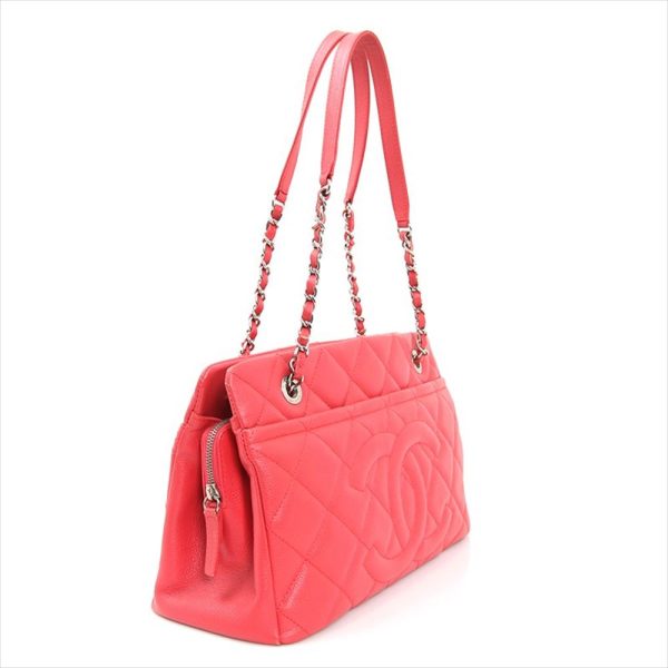 c81 5180 003 Chanel Pink Here Mark Caviar Skin Shoulder Bag Pink