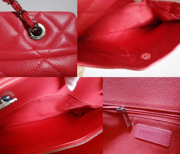 c81 5180 2 Chanel Pink Here Mark Caviar Skin Shoulder Bag Pink