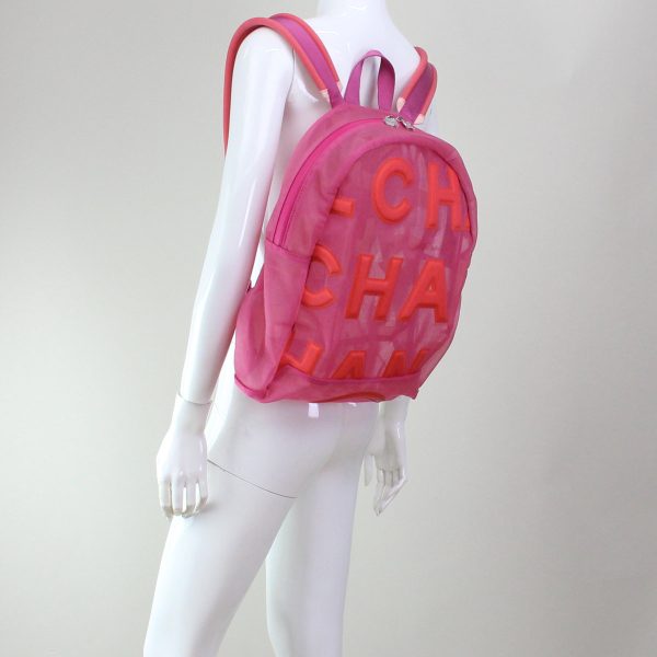 chaas0422011 a Chanel Mesh Nylon Backpack Nylon Pink