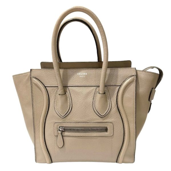 compass1668678641 Celine Luggage Micro Leather Greige Handbag